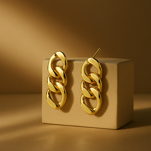 Golden Link Chain Earrings