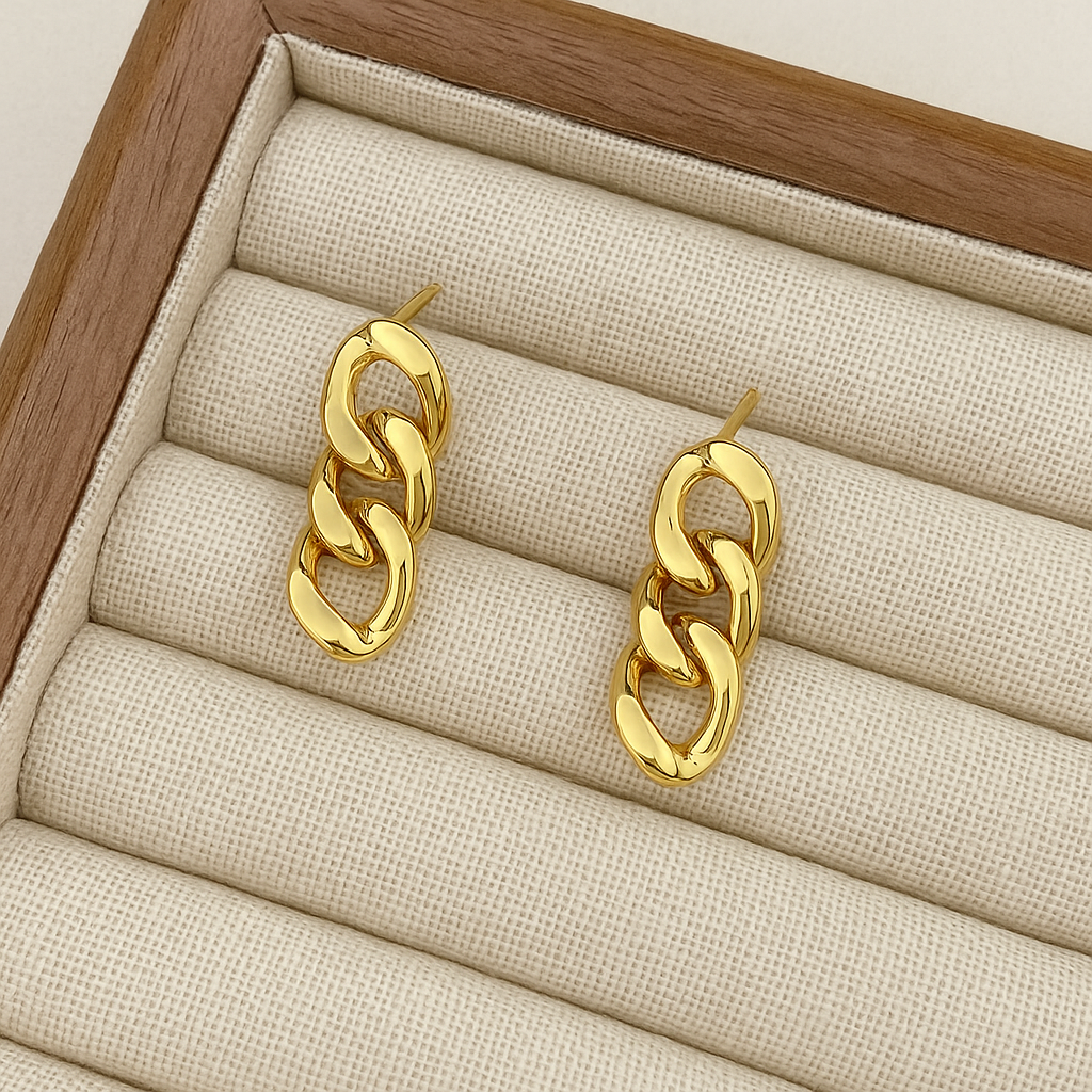 Golden Link Chain Earrings