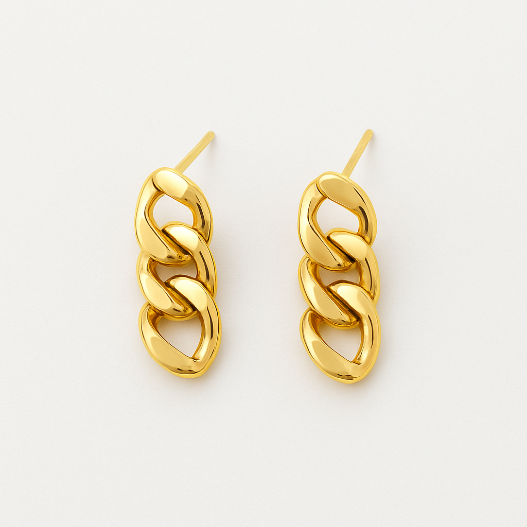 Golden Link Chain Earrings