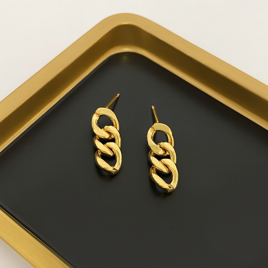 Golden Link Chain Earrings