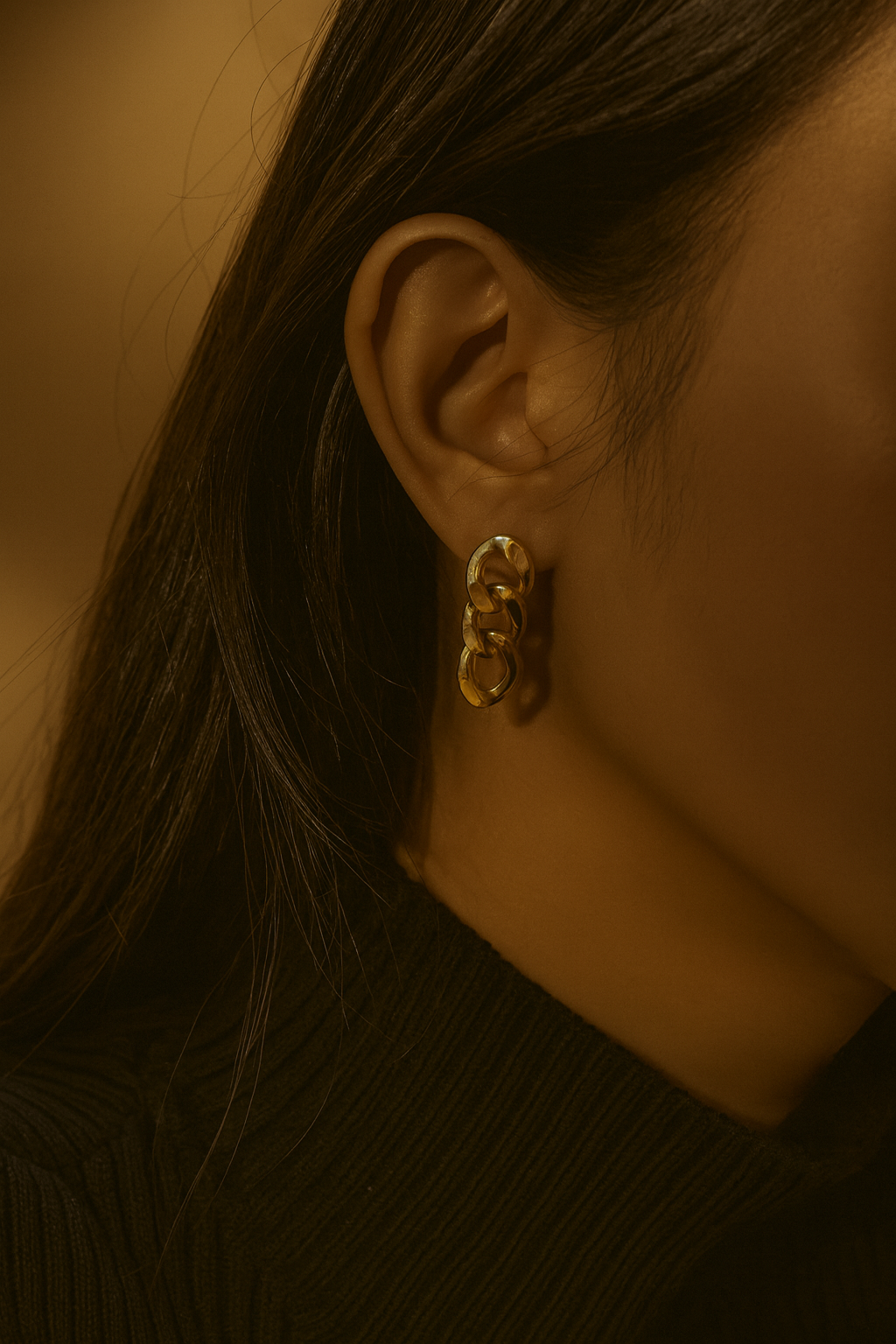 Golden Link Chain Earrings