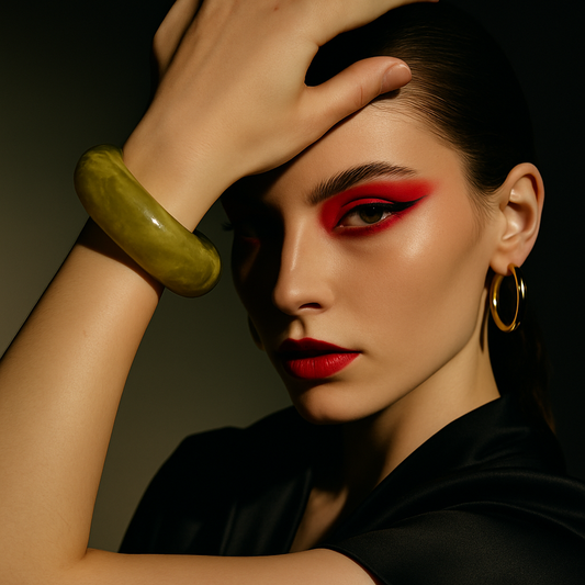 Verdant Glow Resin Cuff Bracelet