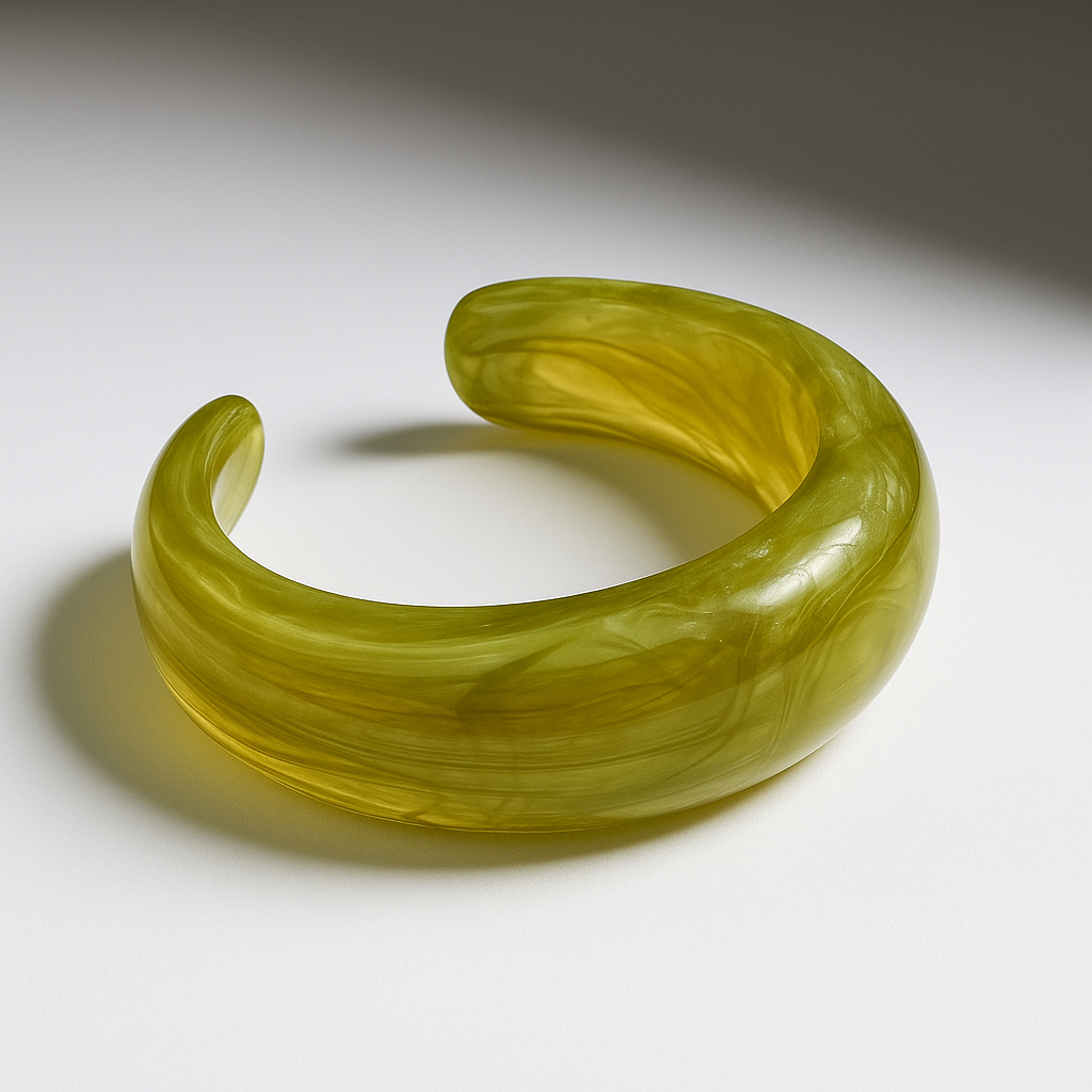 Verdant Glow Resin Cuff Bracelet