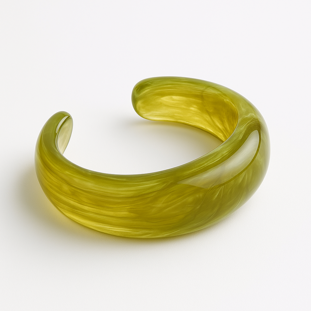 Verdant Glow Resin Cuff Bracelet