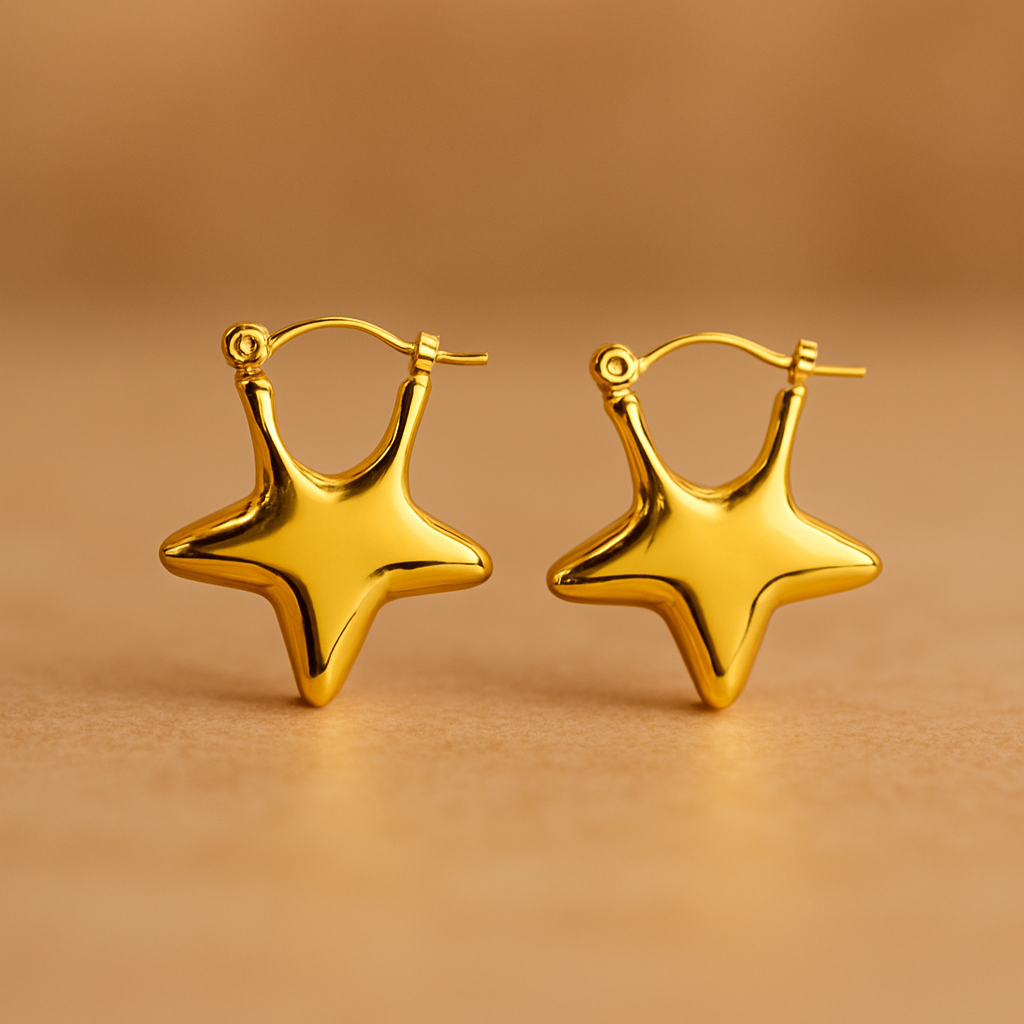 Stellar Radiance Gold Star Hoops