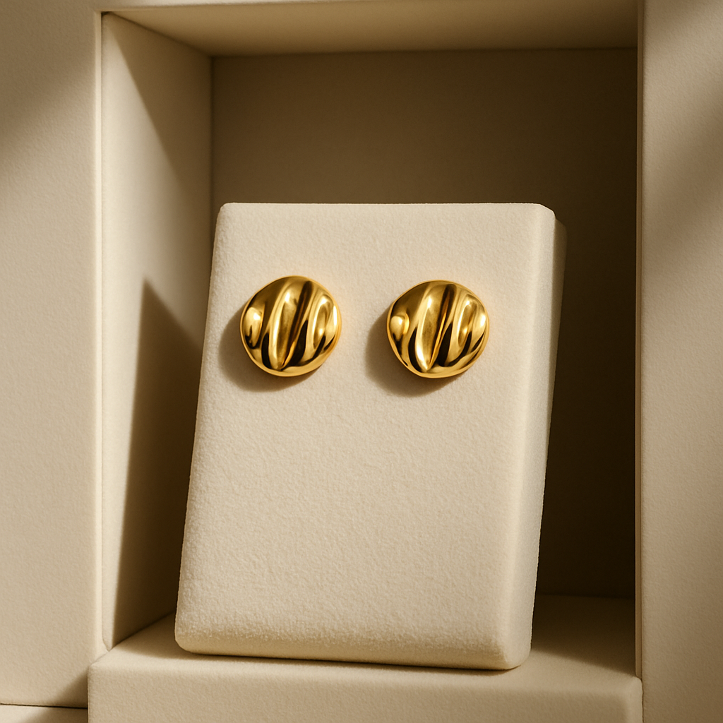 Golden Ripple Studs Earring