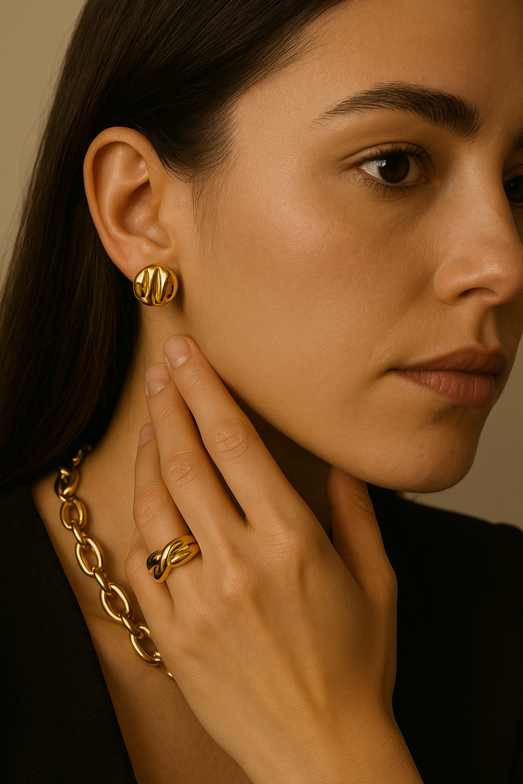 Golden Ripple Studs Earring