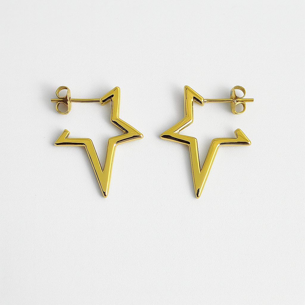 Stellar Bolt Gold Star Earrings