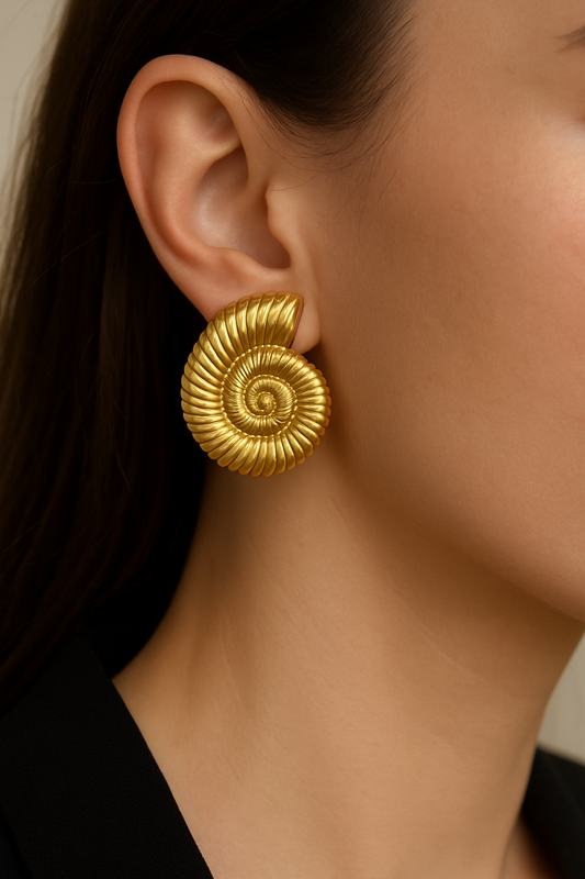 Golden Nautilus Shell Earrings