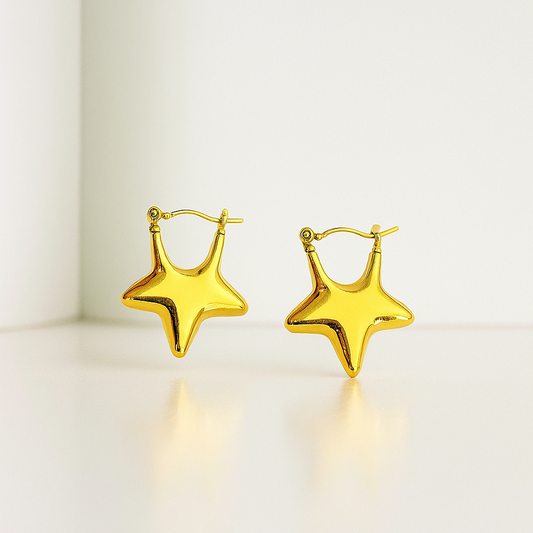 Stellar Radiance Gold Star Hoops