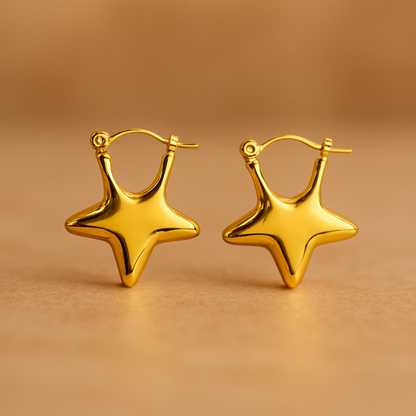 Stellar Radiance Gold Star Hoops