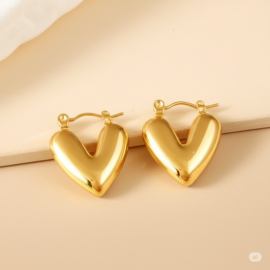 MINIMALIST STATEMENT HEART HOOPS EARRING