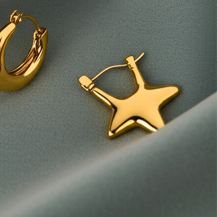 Stellar Radiance Gold Star Hoops