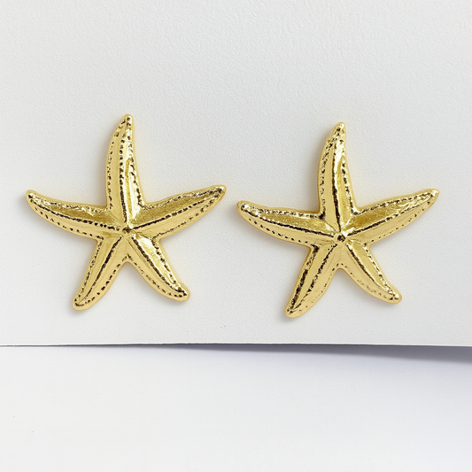 Golden Starfish Stud Earrings