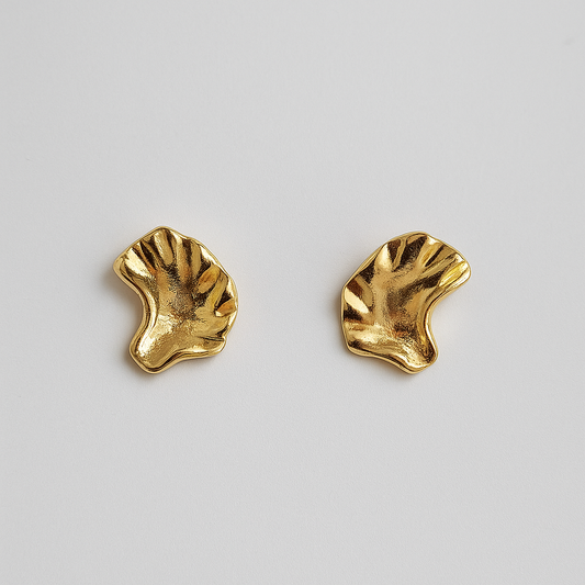 Golden Ripple Studs Earring