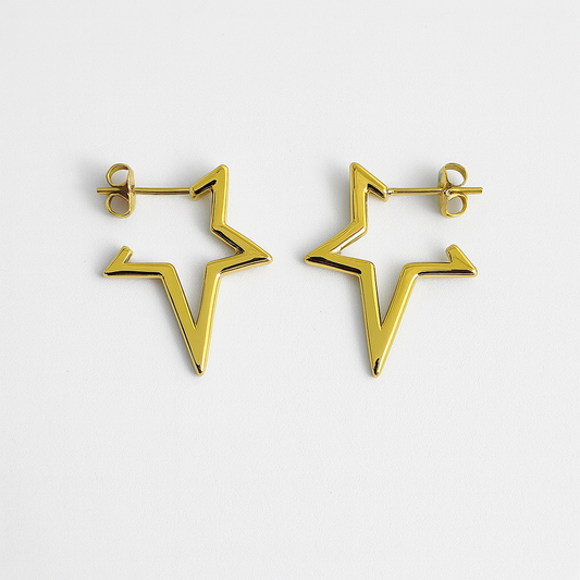 Stellar Bolt Gold Star Earrings