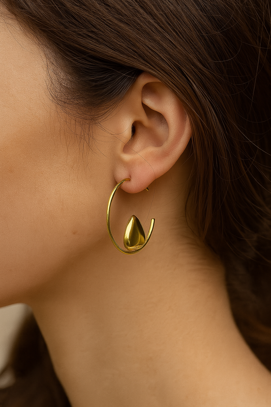 Golden Heart Hoop Earrings