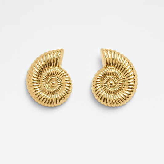 Golden Nautilus Shell Earrings